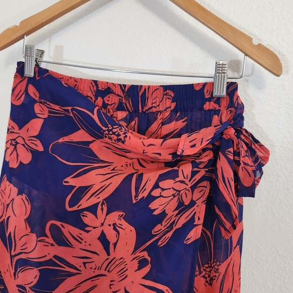 Goa By Japna Maxi Skirt Womens Medium Blue Floral Maxi Swim Cover Up Wrap Boho - Picture 2 of 12